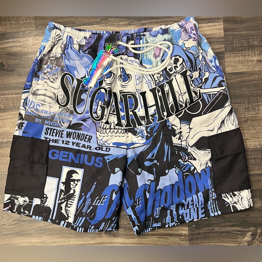 Men’s SugarHill Drawstring Blue and Black Shorts
